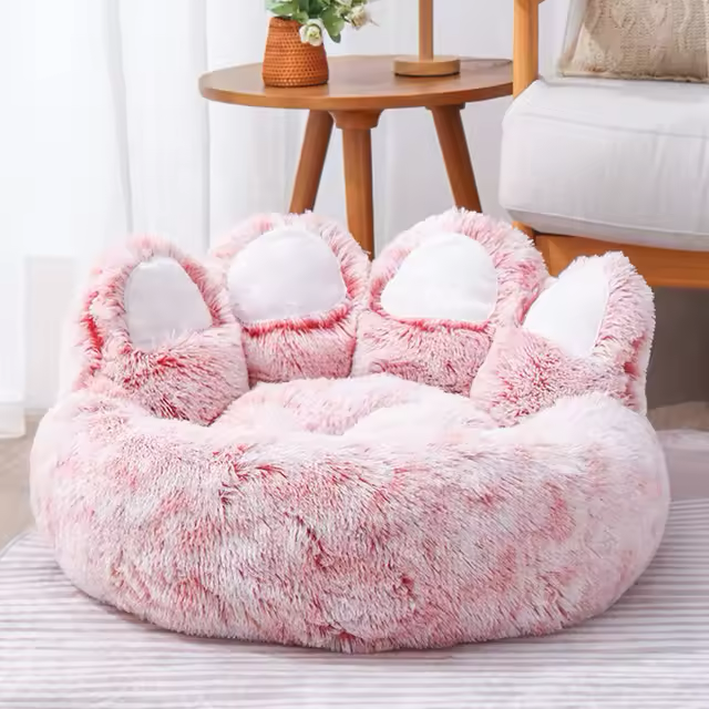 Fluffig Tassformad Bädd För Hundar