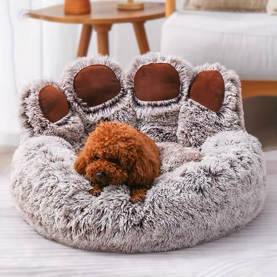 Fluffig Tassformad Bädd För Hundar