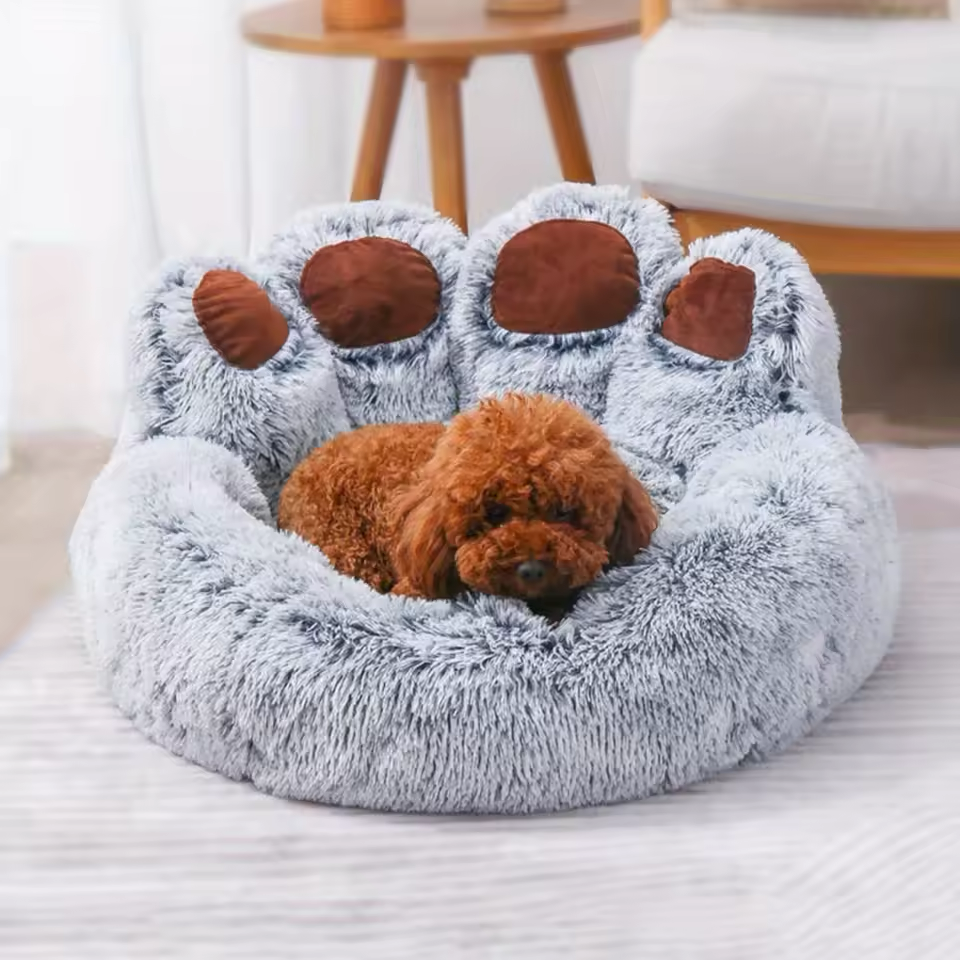 Fluffig Tassformad Bädd För Hundar